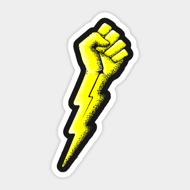 Lightning Bolt Fist Sticker by TBDtshirts